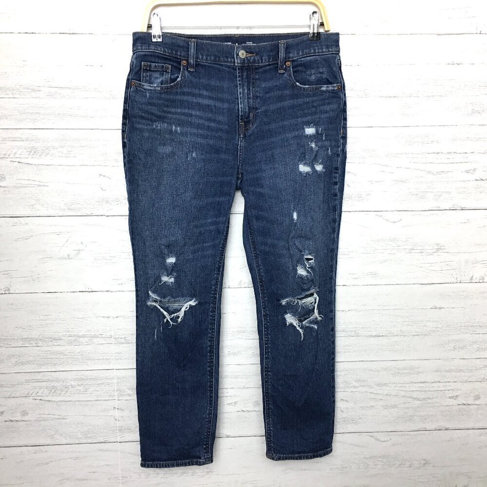 Old Navy Boyfriend Jeans Mid Rise Distressed size 6 length 26"